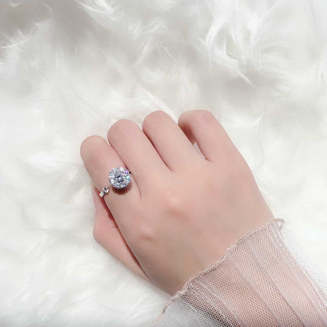 Justerbar Silver Crystal Rotating Ring