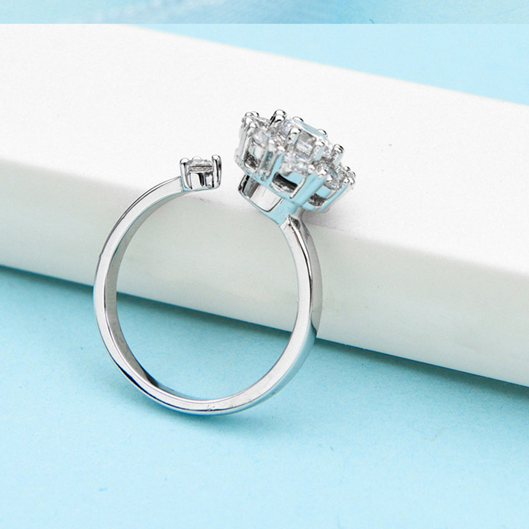 Justerbar Silver Crystal Rotating Ring