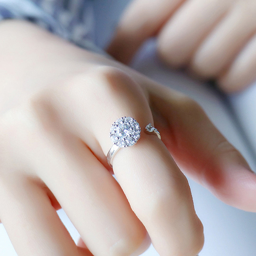 Justerbar Silver Crystal Rotating Ring