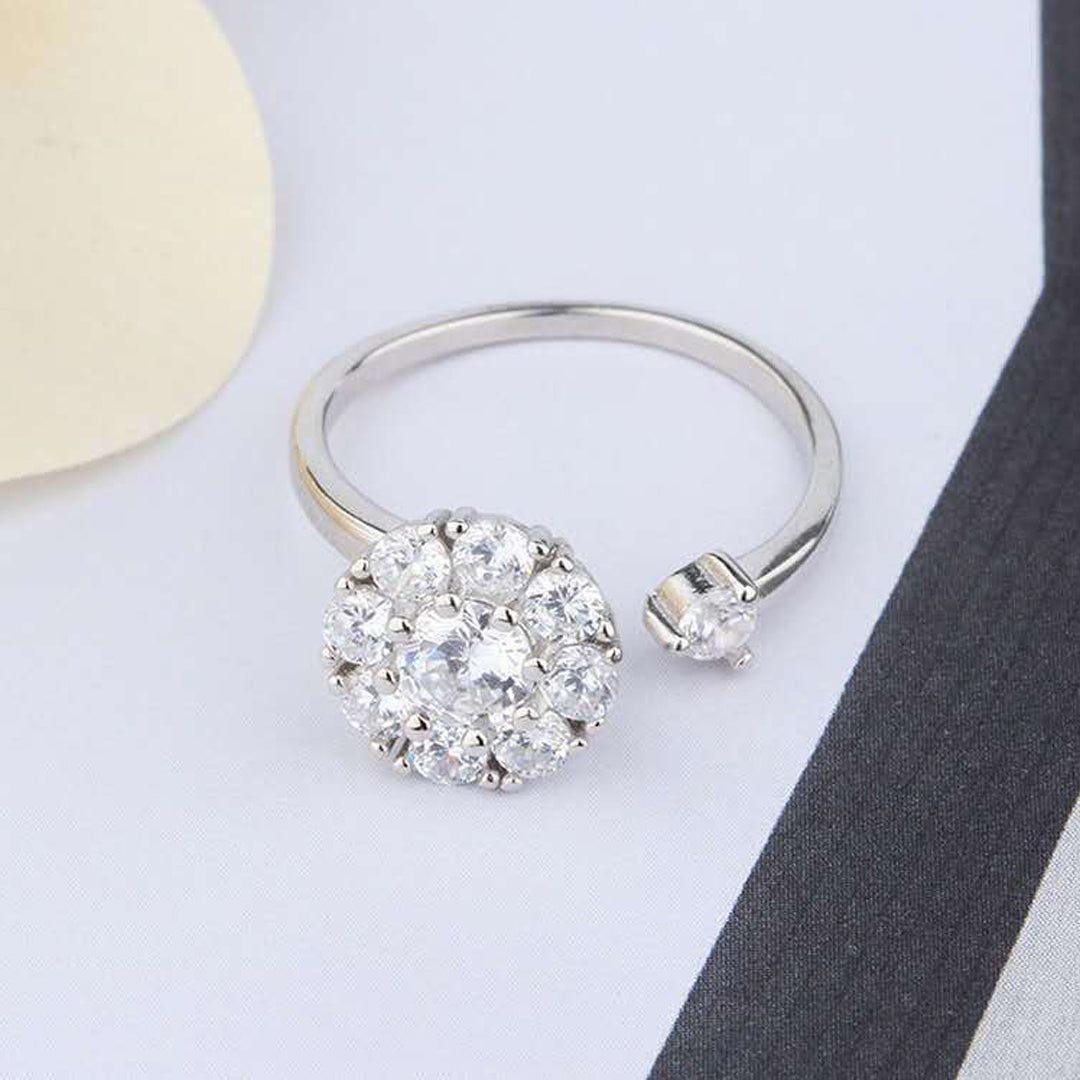Justerbar Silver Crystal Rotating Ring