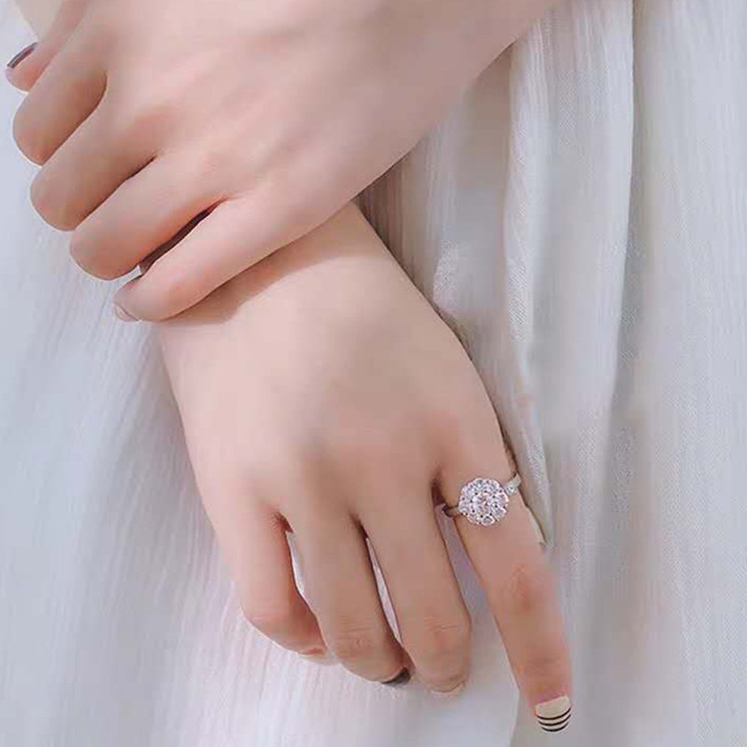 Justerbar Silver Crystal Rotating Ring