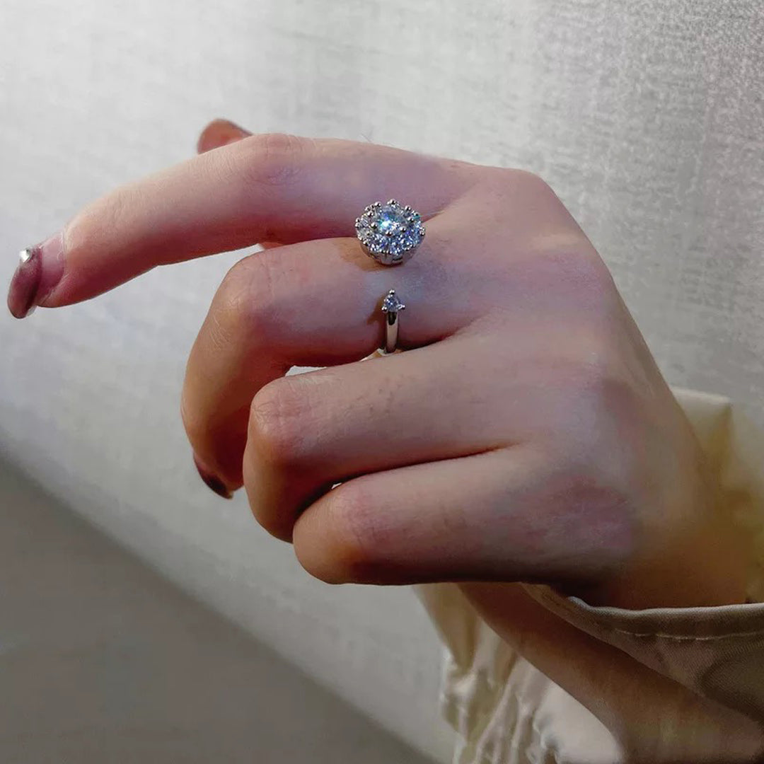 Justerbar Silver Crystal Rotating Ring