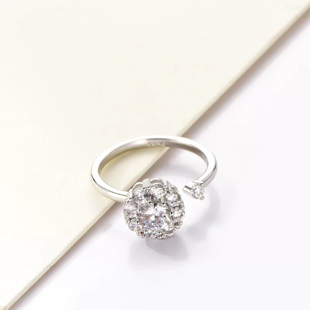 Justerbar Silver Crystal Rotating Ring