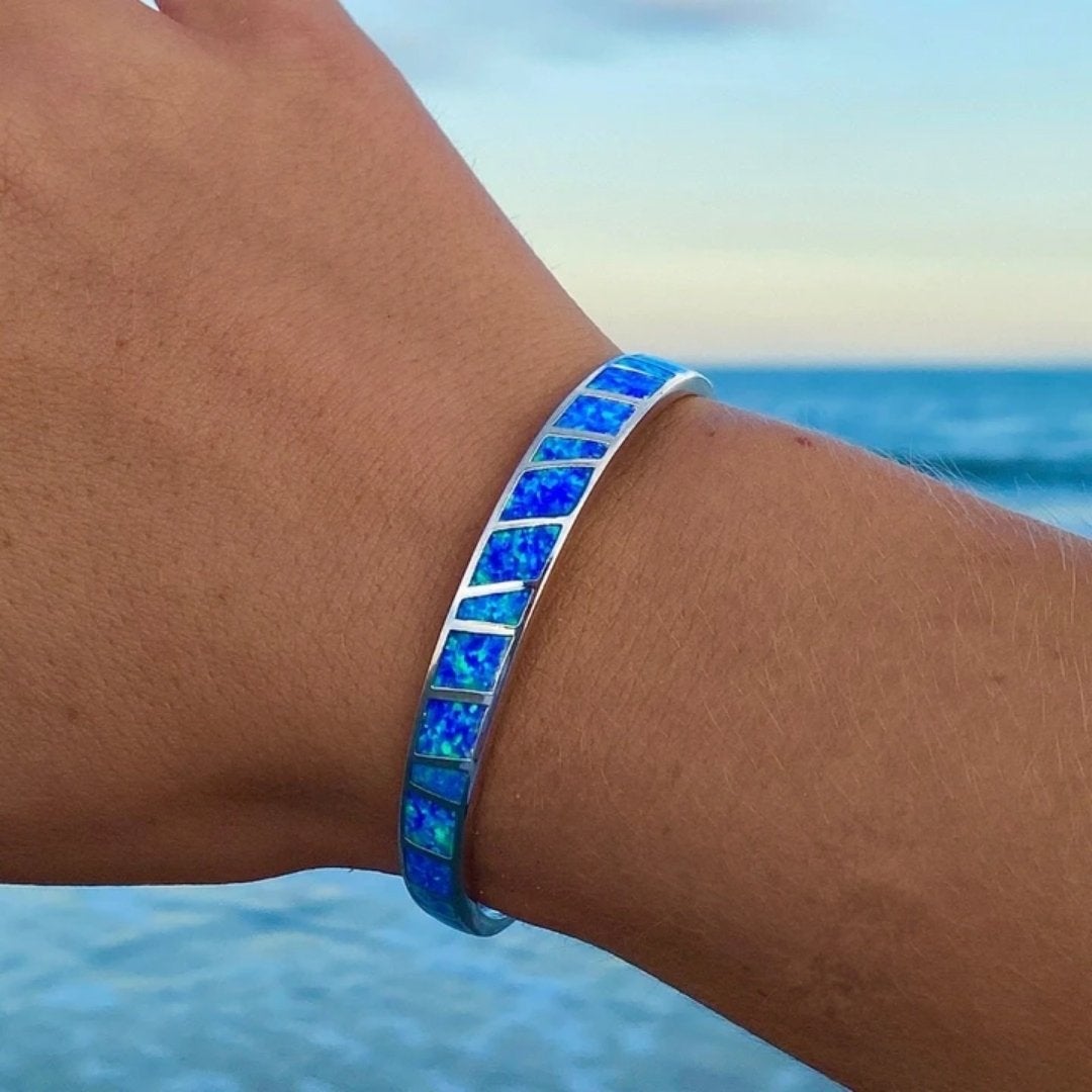 Blå och Silver Opal Armband