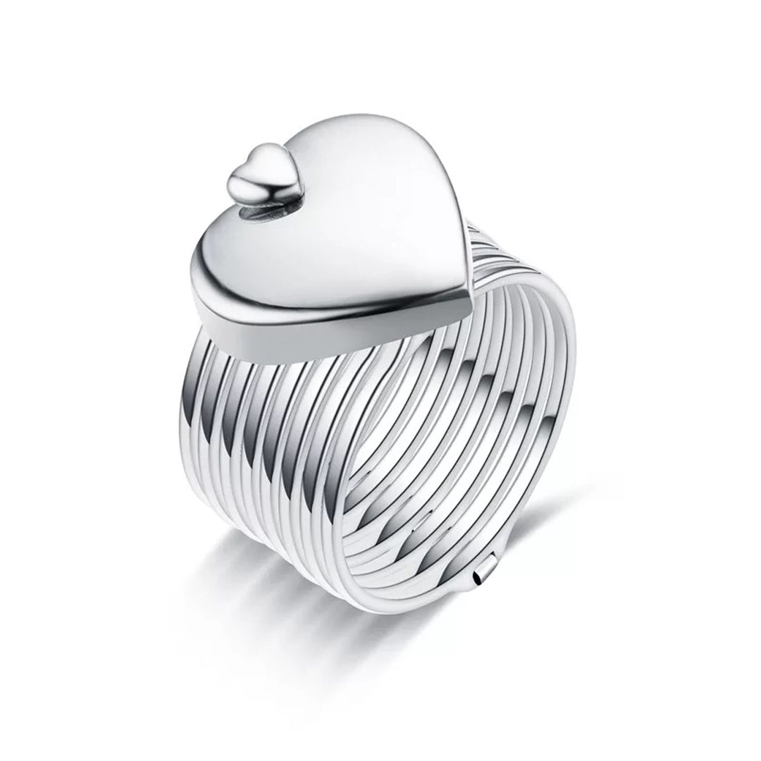 Silver 2 i 1 Fällbar Hjärtring Armband