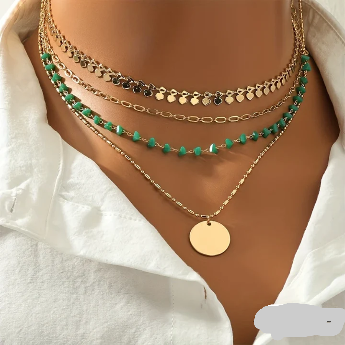 Lager på lager Guld & Turkos Halsband