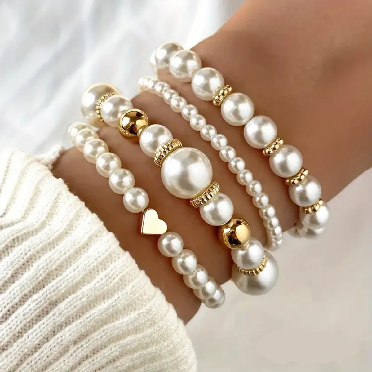 Elegantes Perlenarmband Set