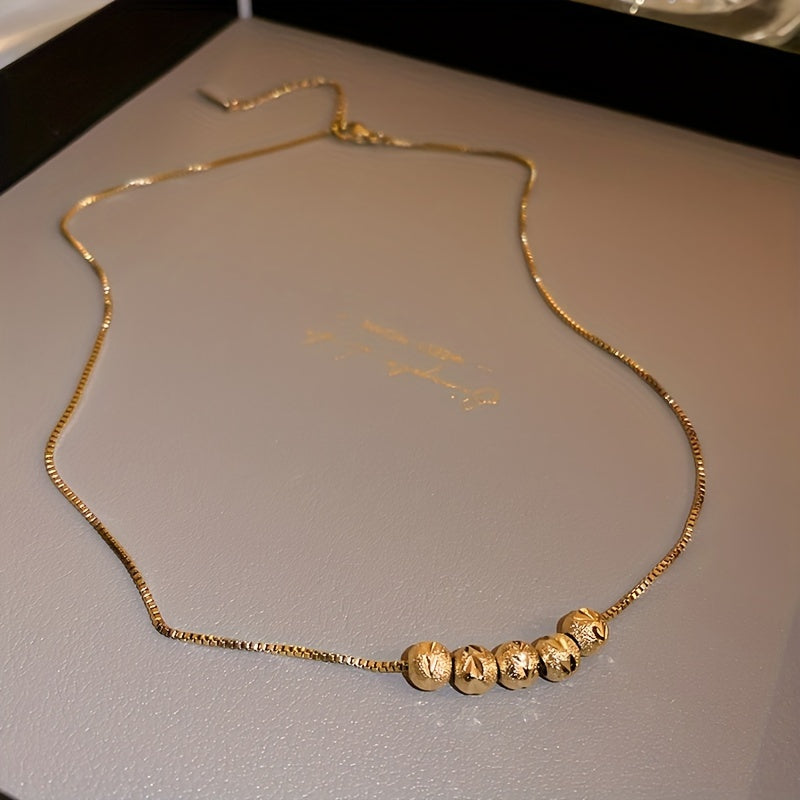 Rund Beadad Guldhalsband