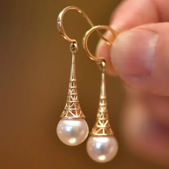 Vintage-Perlenohrringe aus Gold