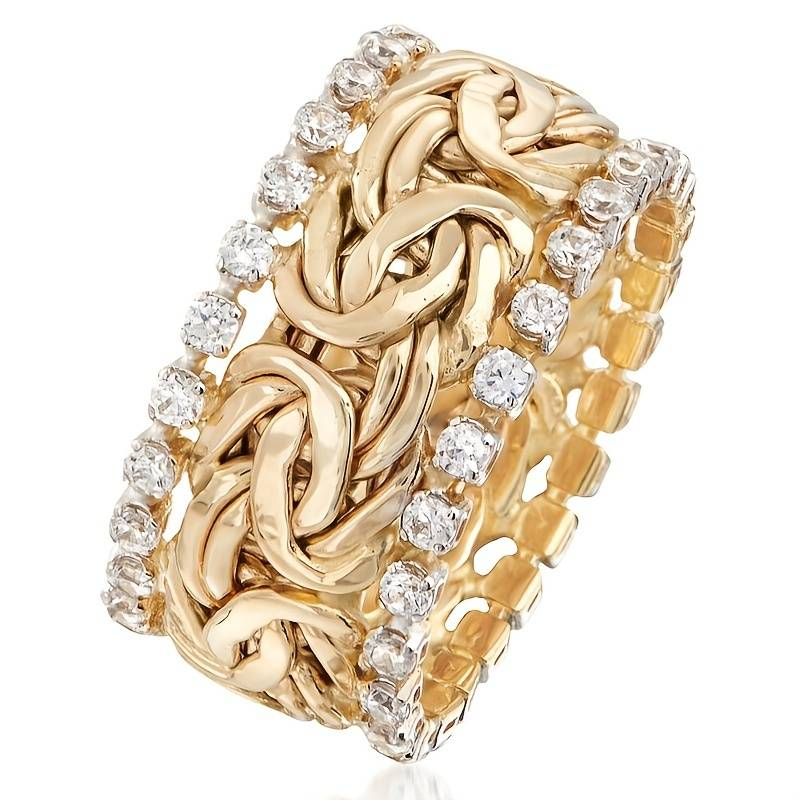 Vintage Guld Flätad Zirkonia Ring
