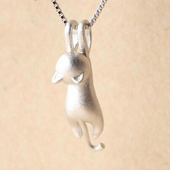 925 Sterling Silver Lekfull Katt Hänge