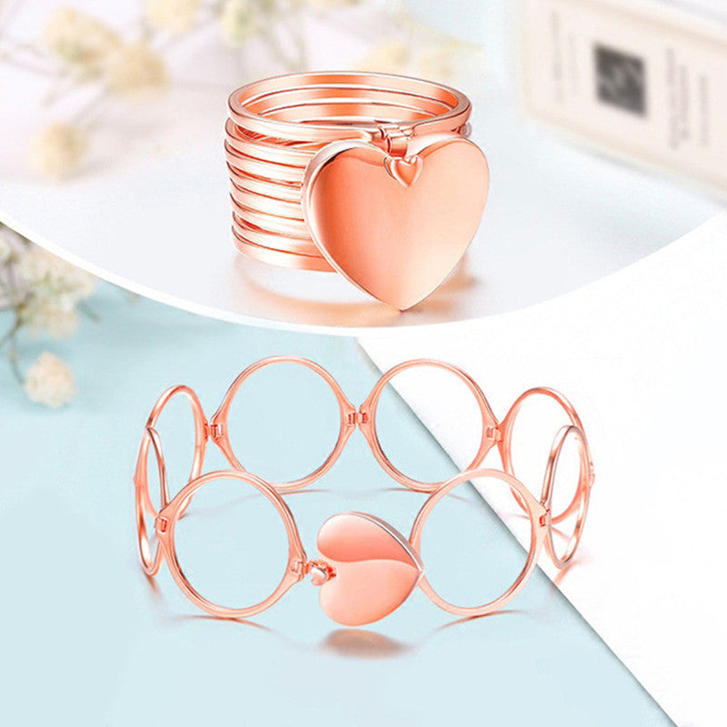 Roséguld 2 i 1 Fällbar Hjärtring Armband