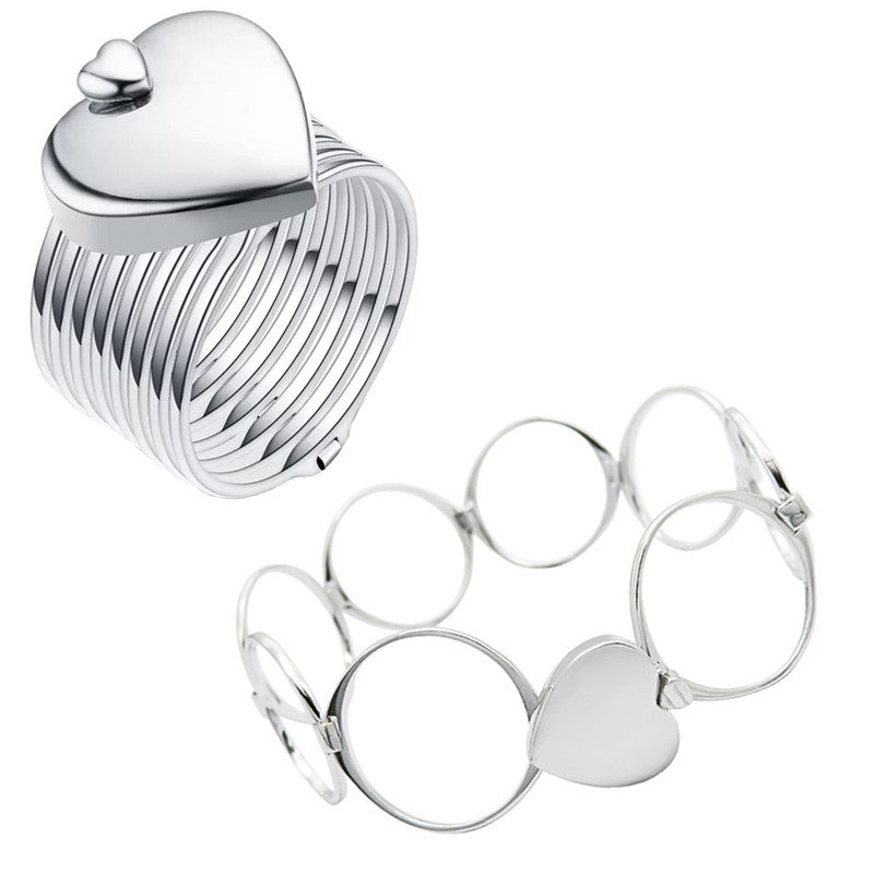 Silver 2 i 1 Fällbar Hjärtring Armband