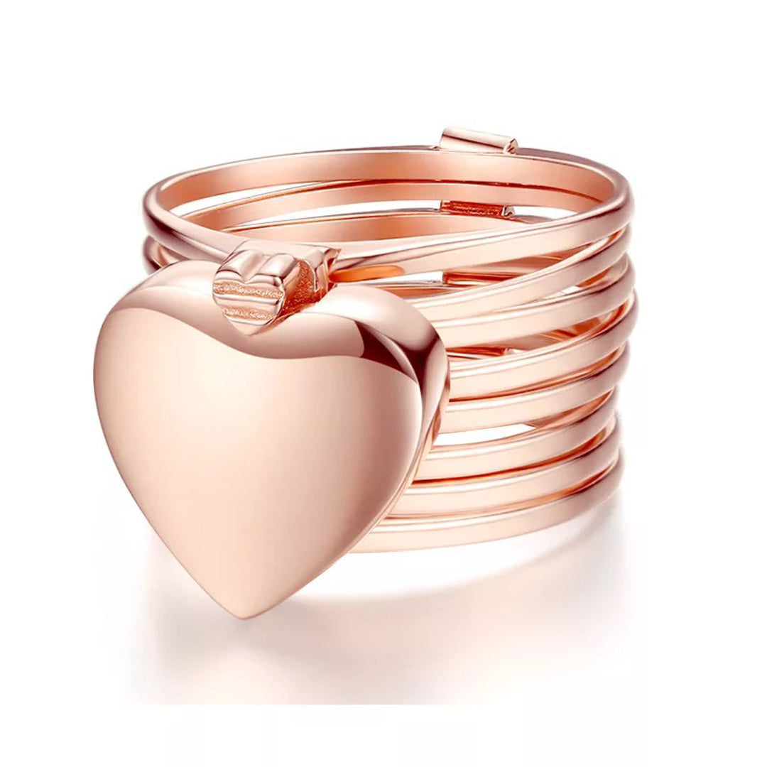Roséguld 2 i 1 Fällbar Hjärtring Armband