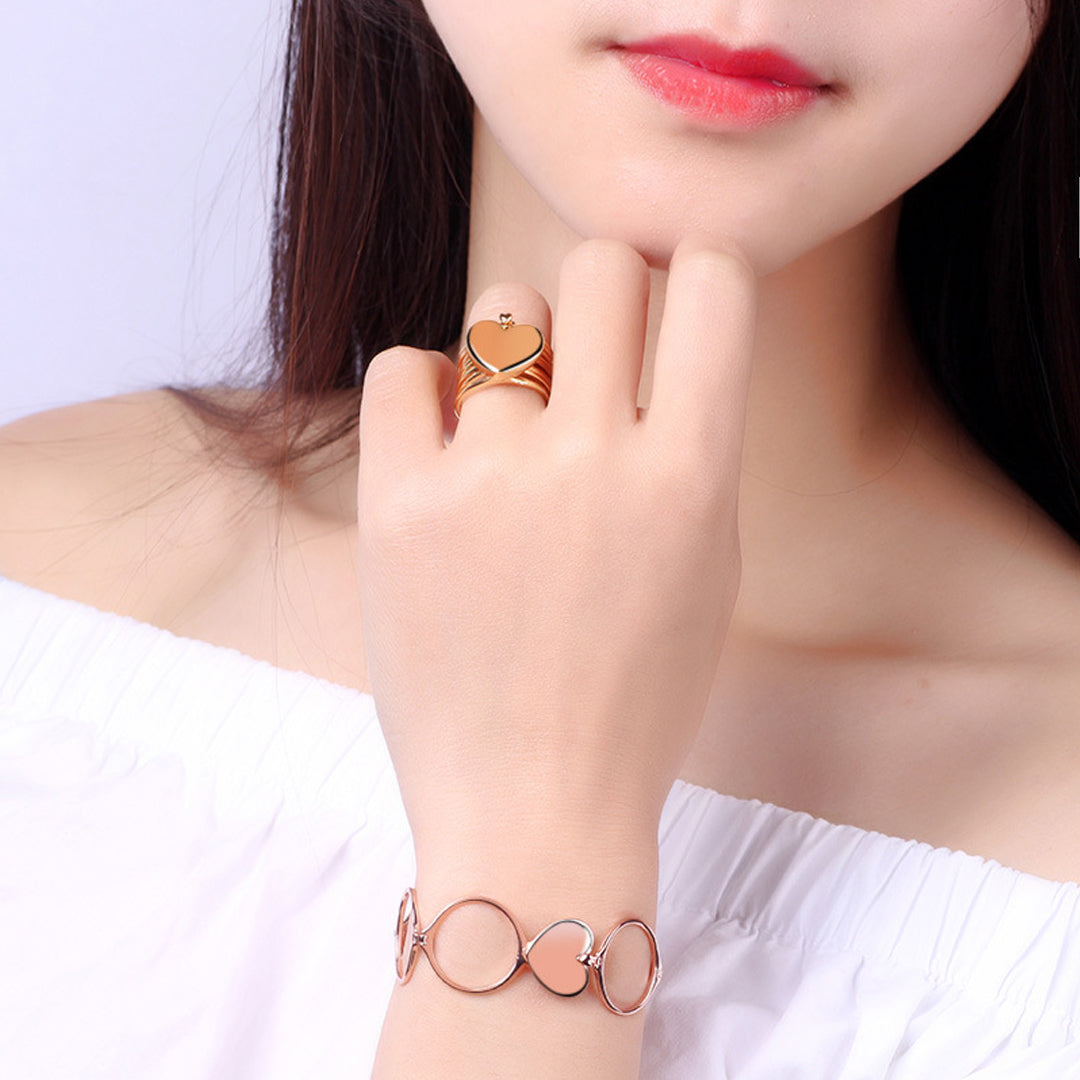 Roségold 2 in 1 Faltbarer Herzring Armband