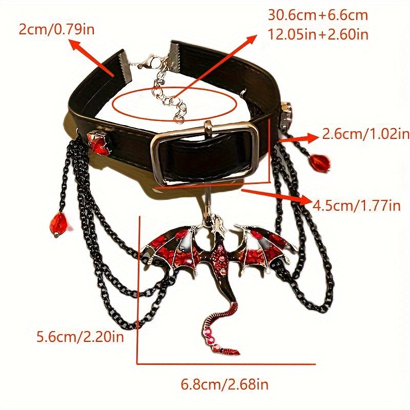 Punkstil Drak Zodiac Tofs Halsband