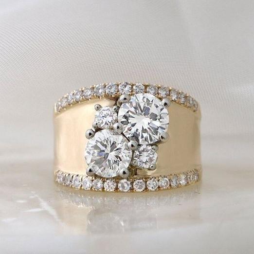 Vintage Gyllene Lysande Zirkonia Ring