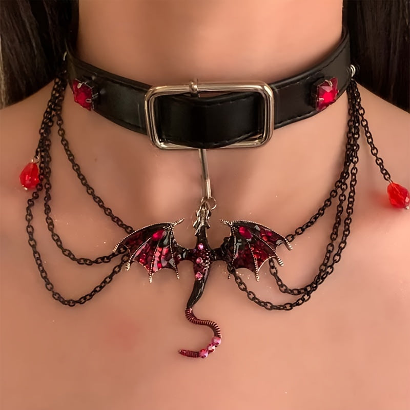 Punkstil Drak Zodiac Tofs Halsband