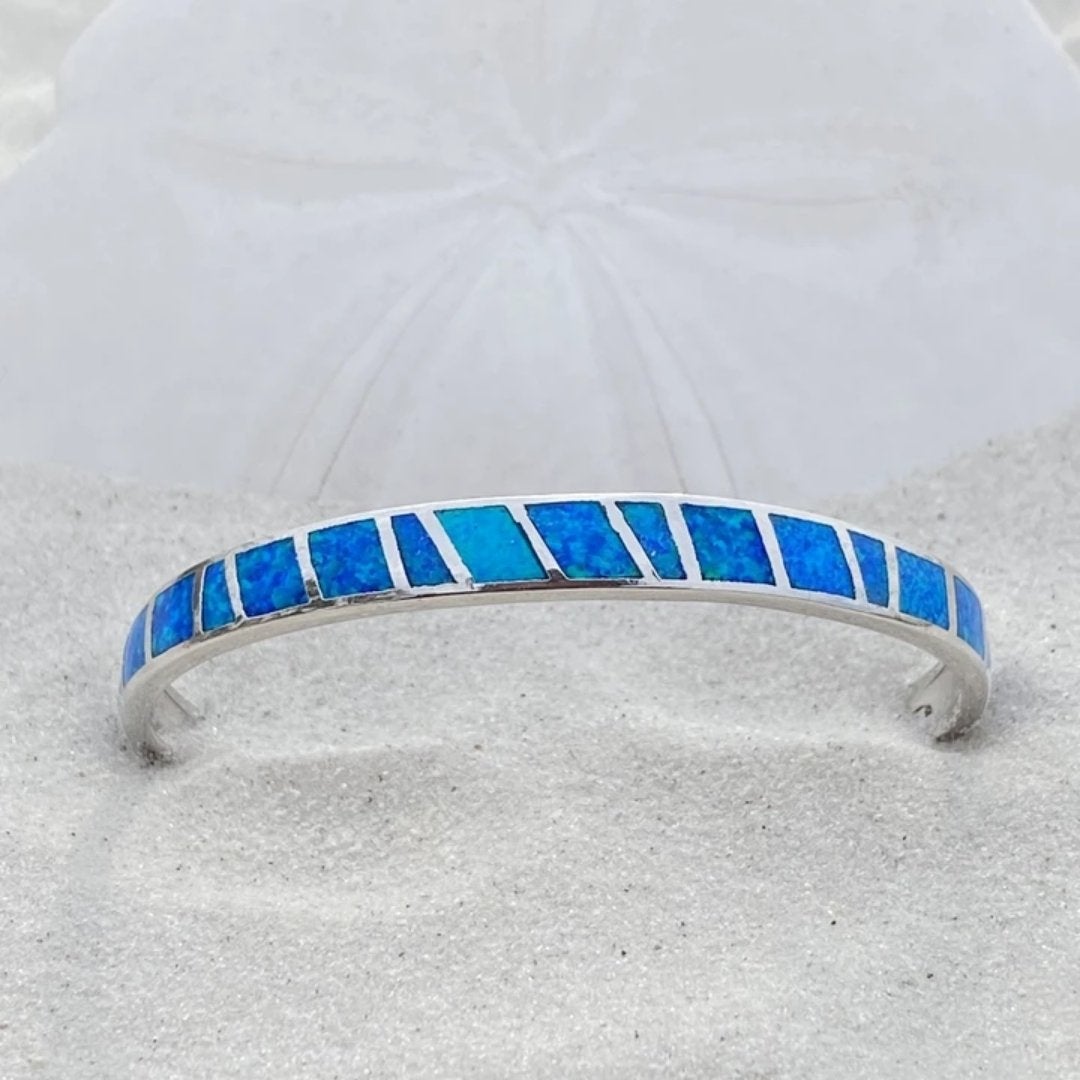 Blå och Silver Opal Armband