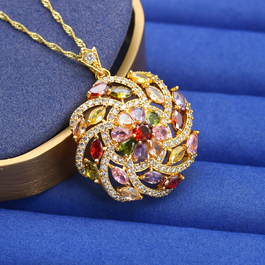 Elegant Flerfärgad Kubisk Zirkonia Hänge Halsband