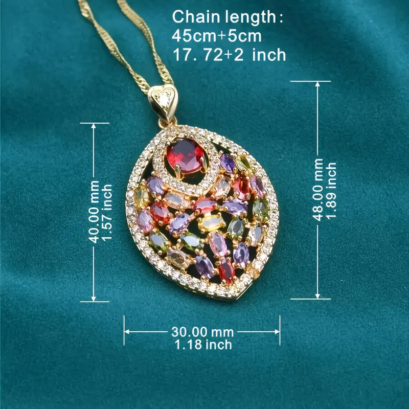 Elegant flerfärgad kubisk zirkonia hängande halsband