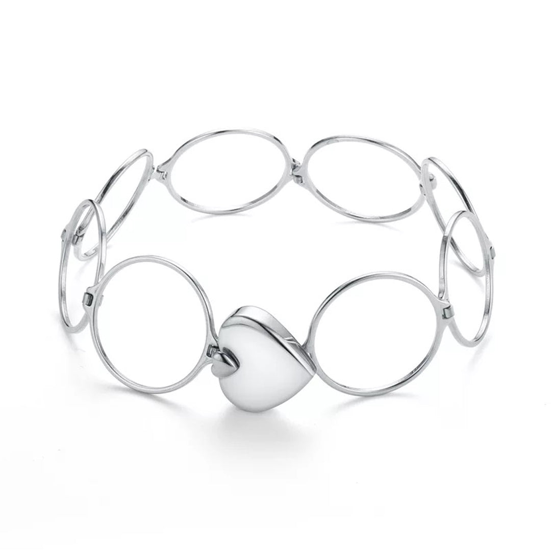 Silver 2 i 1 Fällbar Hjärtring Armband