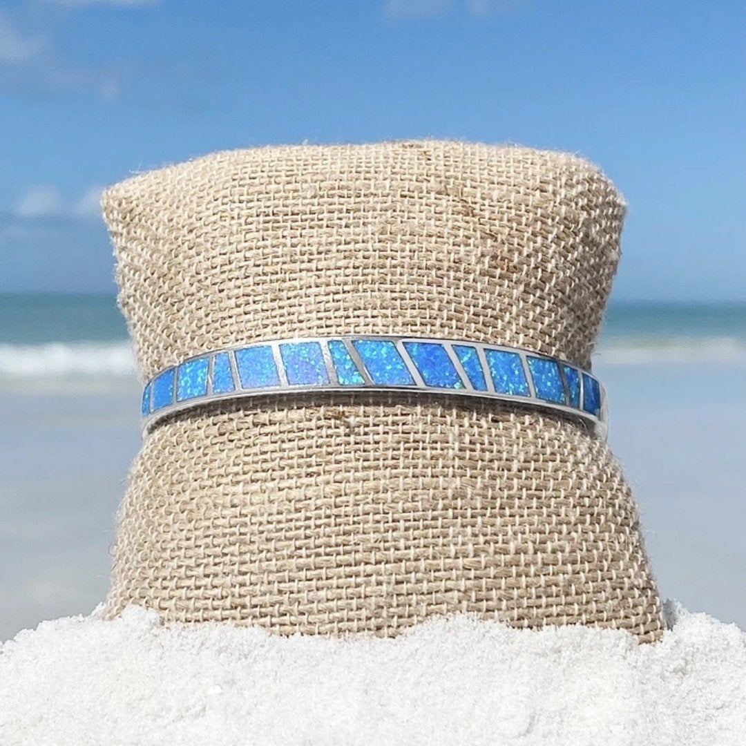 Blå och Silver Opal Armband