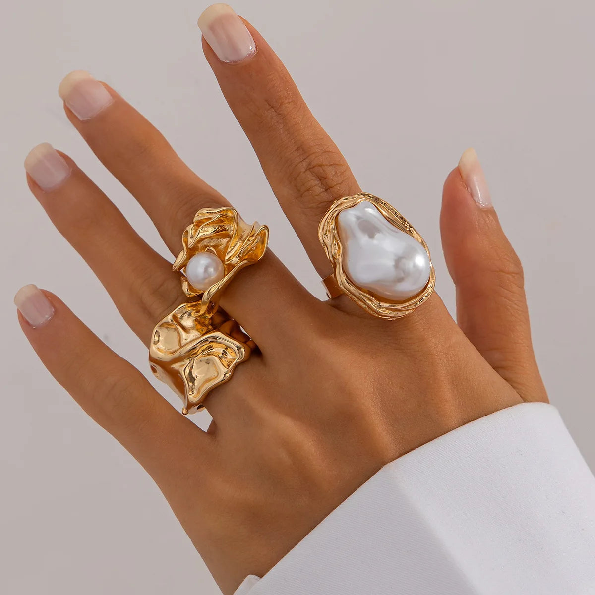 Florens - Onda Pearl Ring Set (3-Pack)