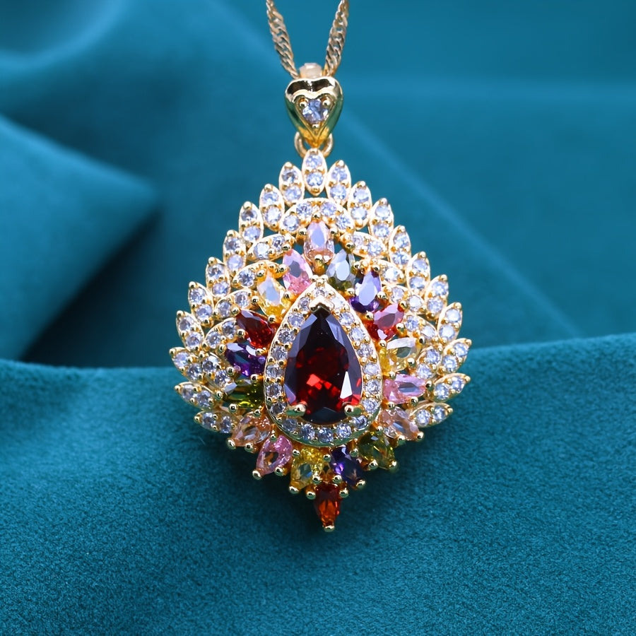 Elegant Flerfärgad Kubisk Zirkonia Hänge Halsband