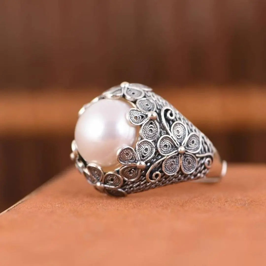 Vintage pärlring i silver