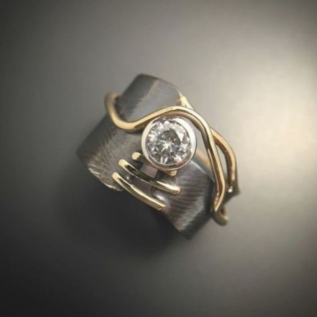 Vintage Mörk Silver Zirkonia Ring