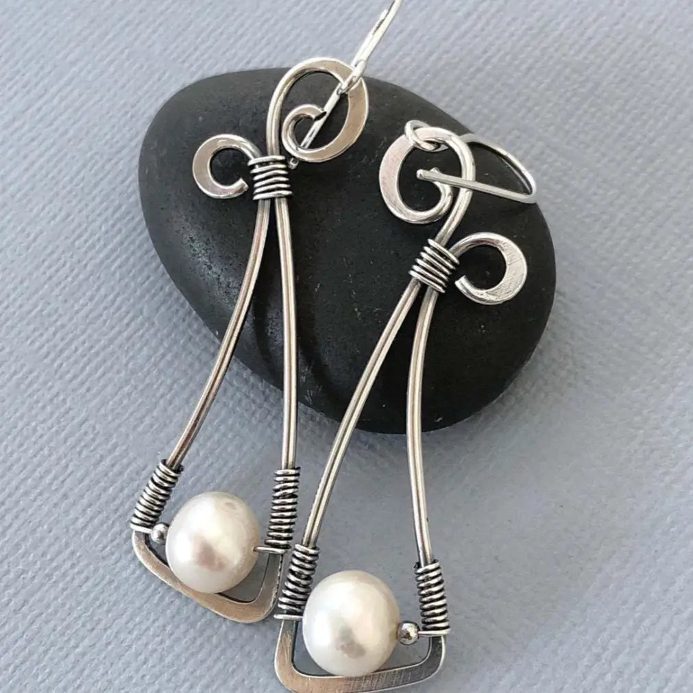 Vintage Sterlingsilber Perlen Ohrringe