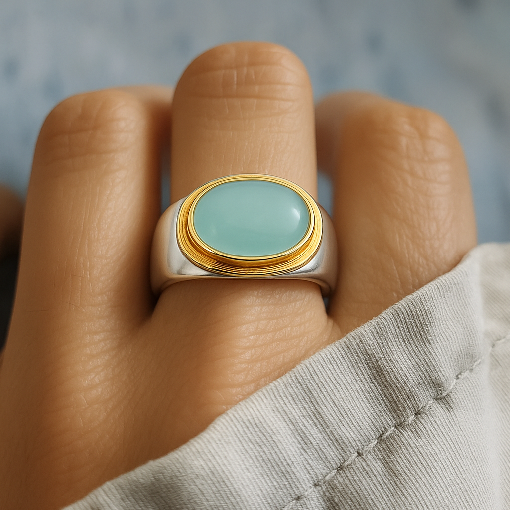 Vintage Grön Månsten Ring