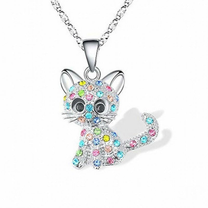 Silver Baby Kattungar och Färgad Zirkonia Halsband