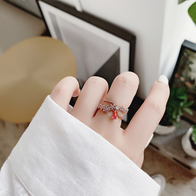 Justerbar Zirkonia Ring med Rubin i Guld