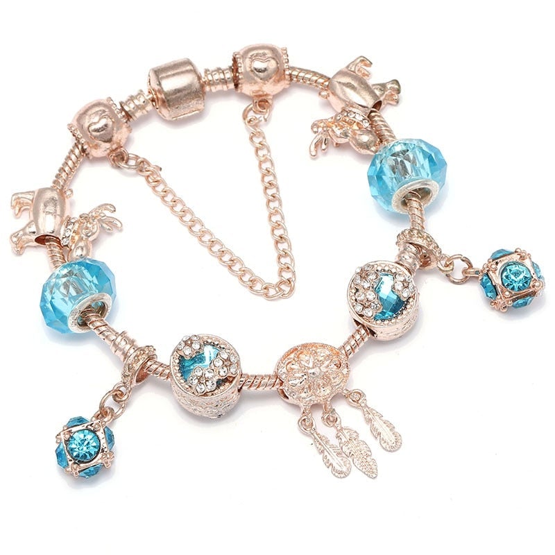 Armband i Roséguld och Blå Zirkonior
