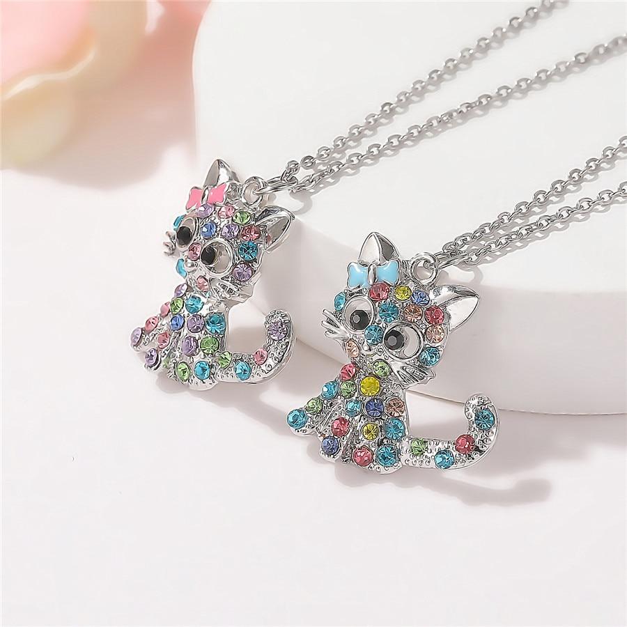 Silver Baby Kattungar och Färgad Zirkonia Halsband