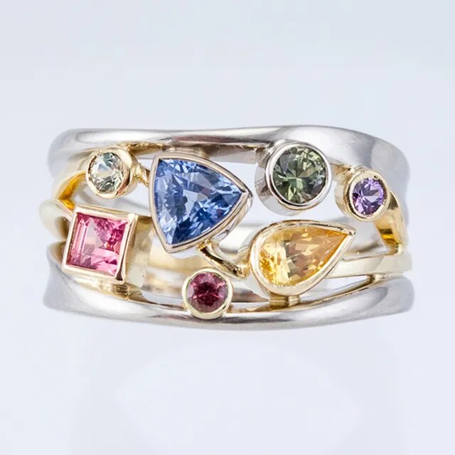 Vintage Färgglad Zirkonring