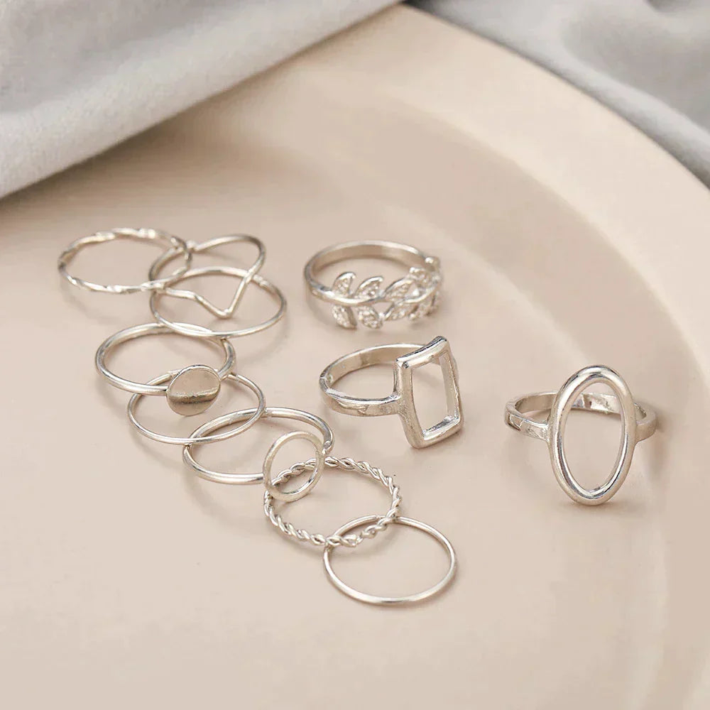 Pack med 11 Vintage Silverringar