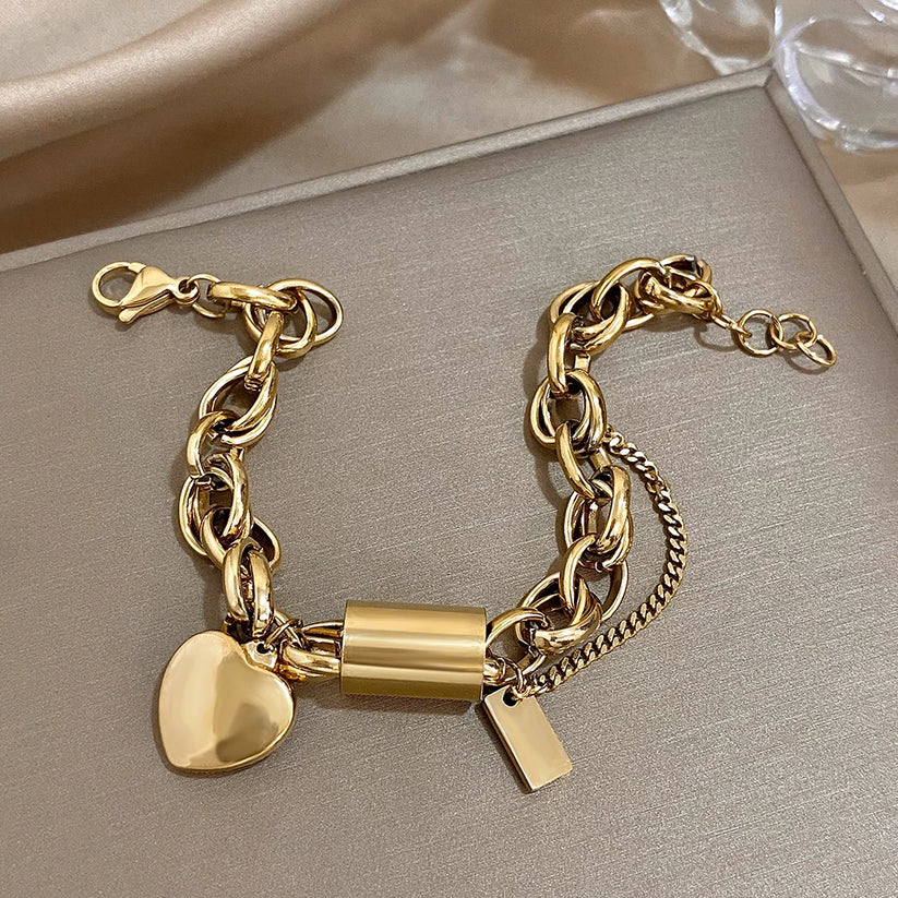 Hjärtevärmande Chunky Armband Guld
