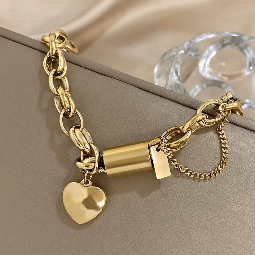 Hjärtevärmande Chunky Armband Guld