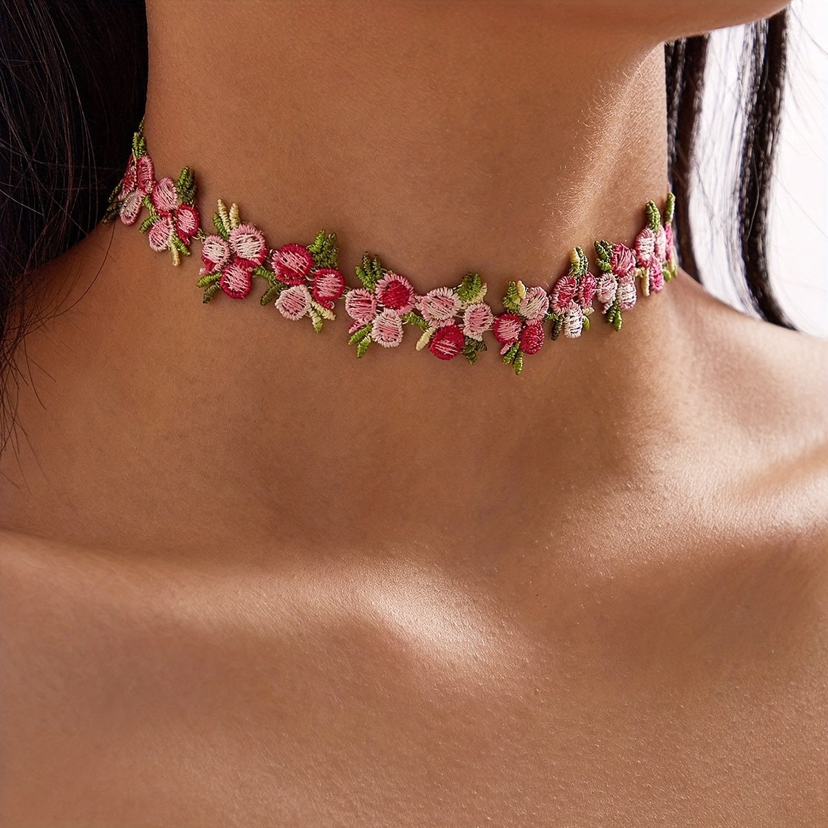 Elegant Design Rosa Blomma Choker Halsband