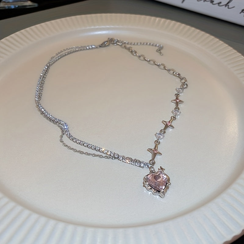 Y2K Oregelbunden Hjärtstjärna Halsband