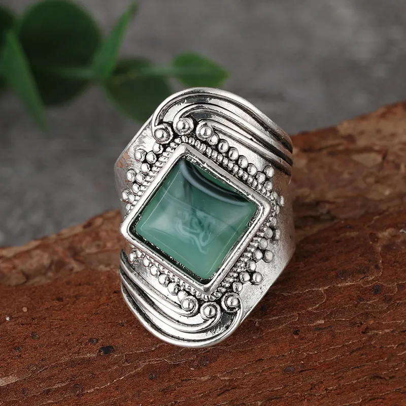 Vintage Grön Sten Ring