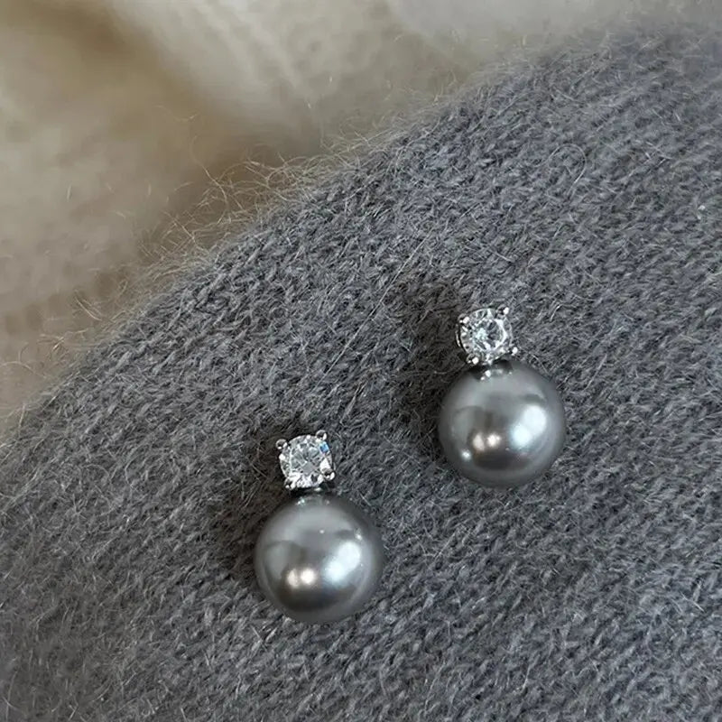 Eleganta svarta pärlzirconia örhängen