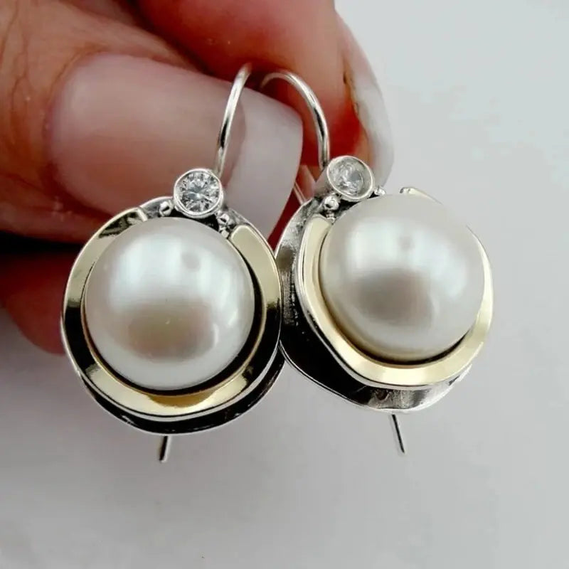 Vintage-Perlenohrringe aus Silber