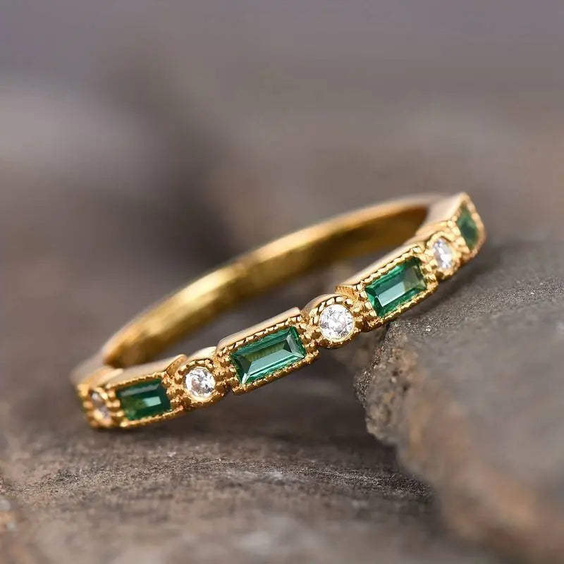 Vintage Grön Zirkonia Guld Ring