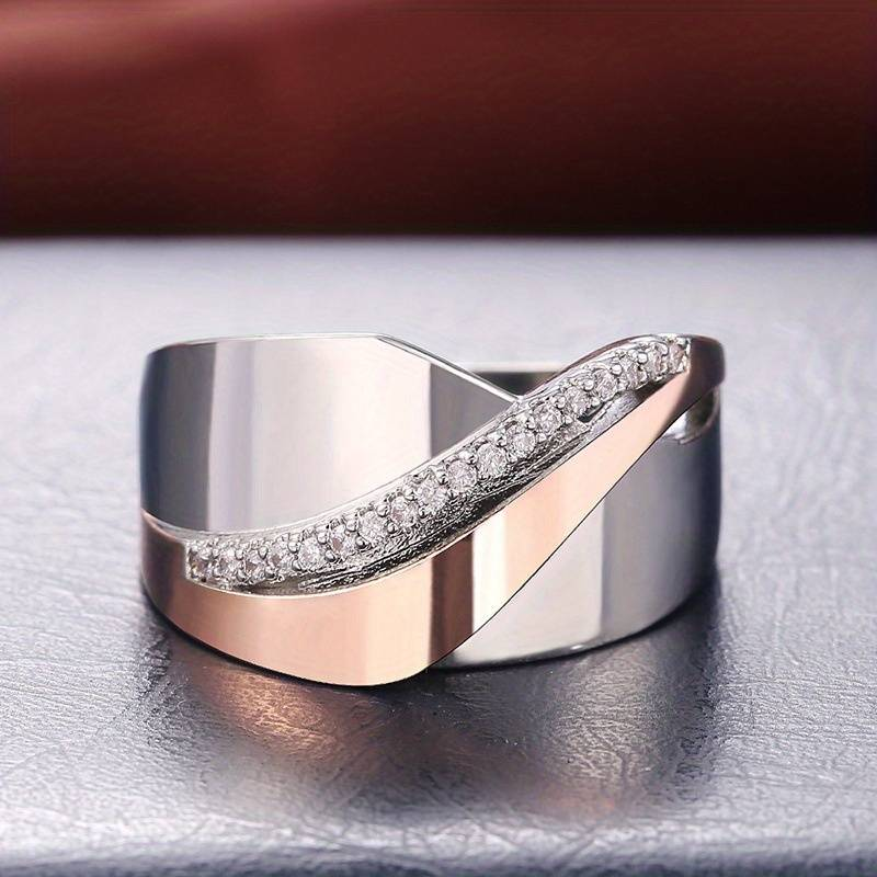 Vintage Roséguld & Silver Zirkonia Ring