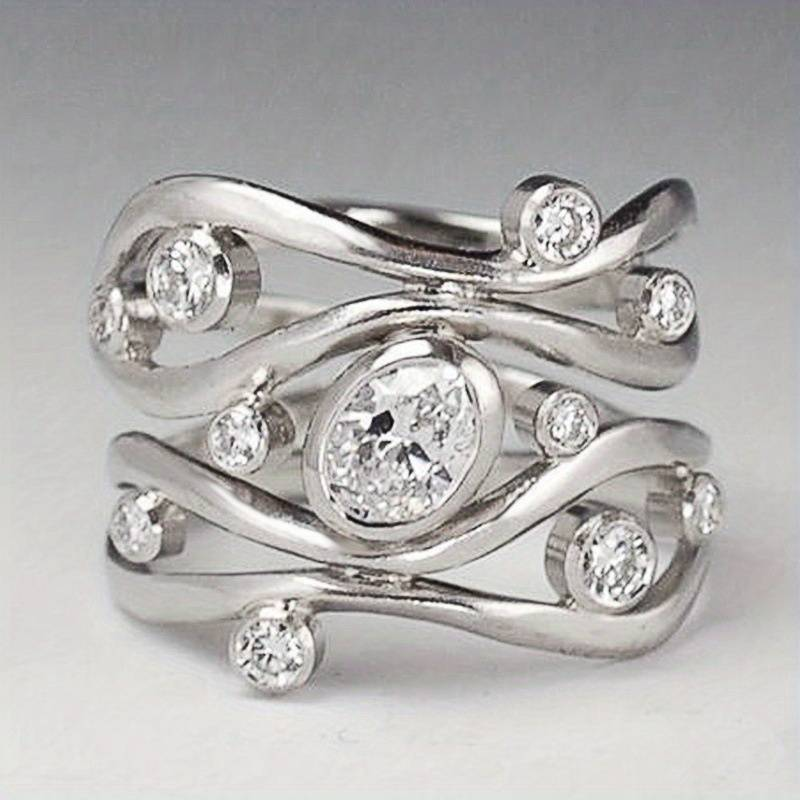Vintage Silver & Zirconia Oregelbunden Ring