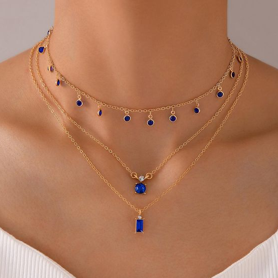 Vintage Guldblå Halsband